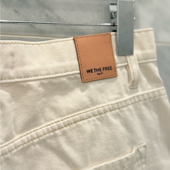 Free Free People Bailey Denim Mini Skirt Frayed Hem Cream White s 31 - Picture 5 of 5